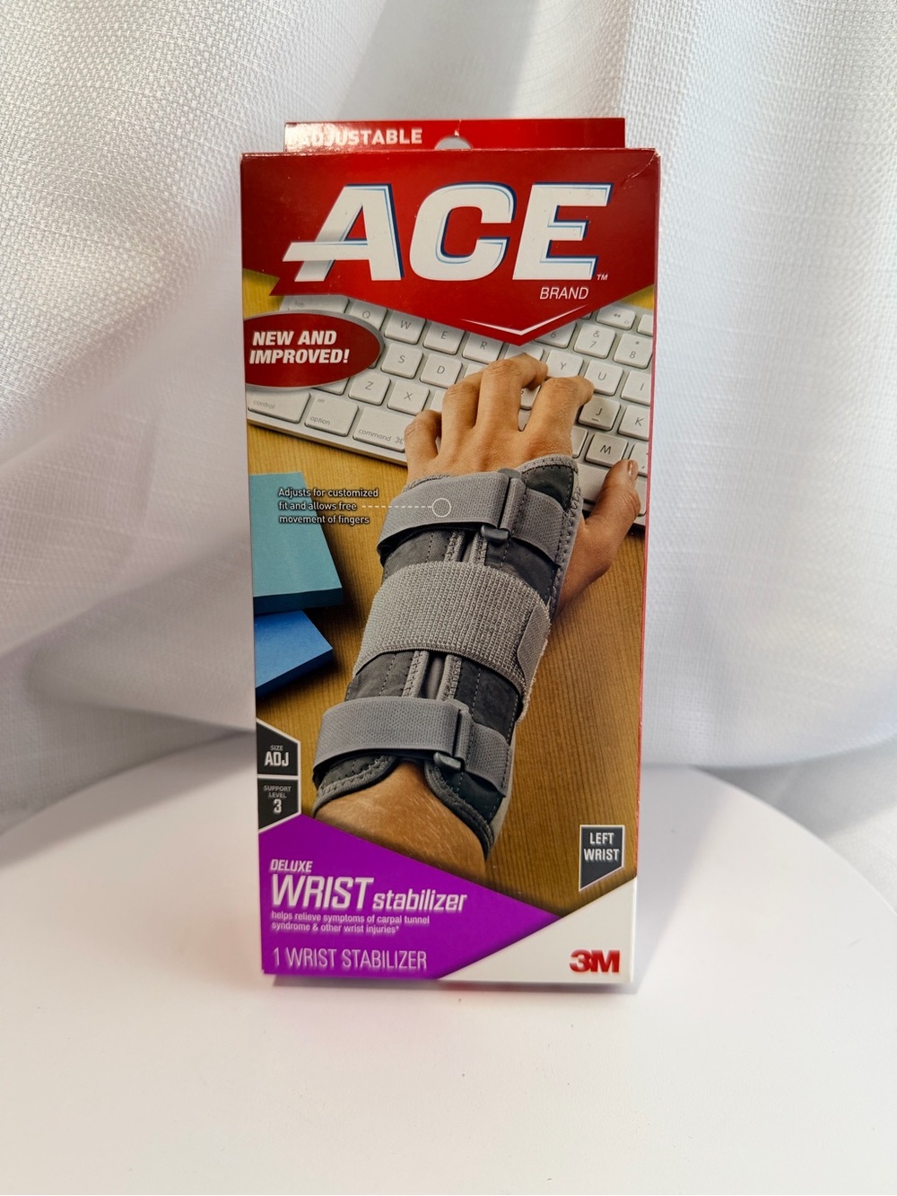 NEW-Deluxe Adjustable Gray Wrist Stabilizer - Left Wrist